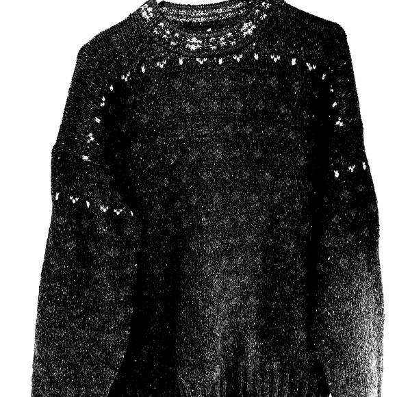 Alps Women's Pullover Sweater Green Pink Wool Blend Fair Isle Long Sleeve XL New - Picture 1 of 7